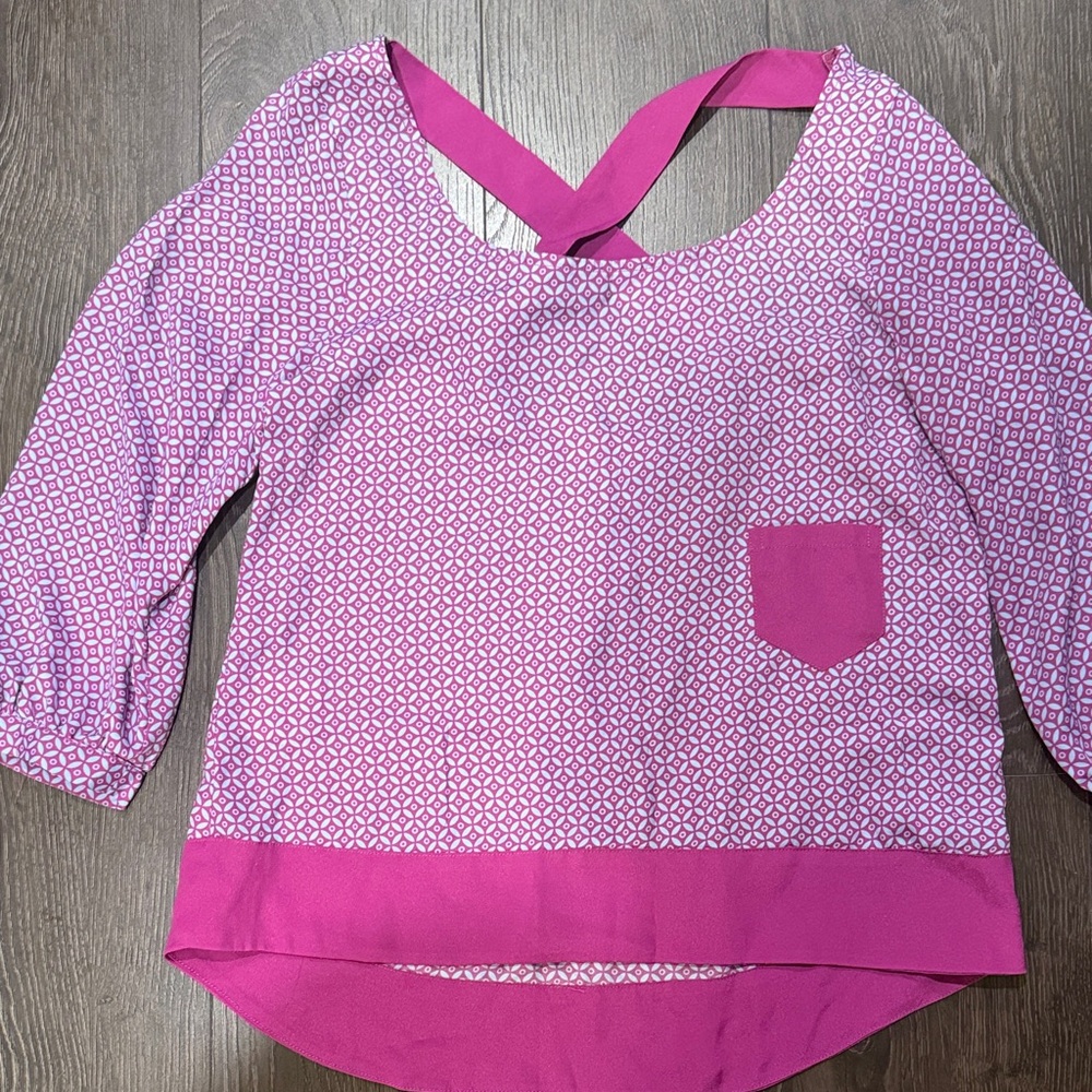 BCBGeneration Pink Geometric Blouse